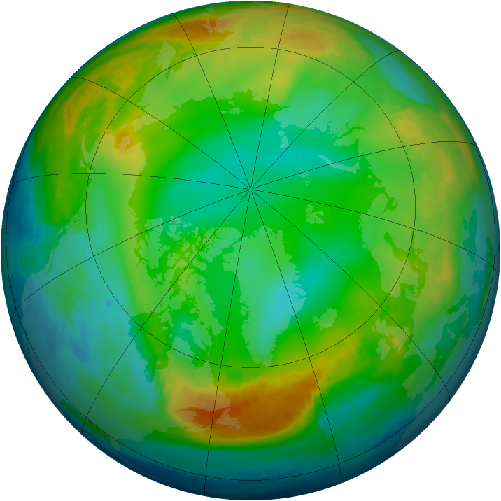 Arctic ozone map for 23 December 1989